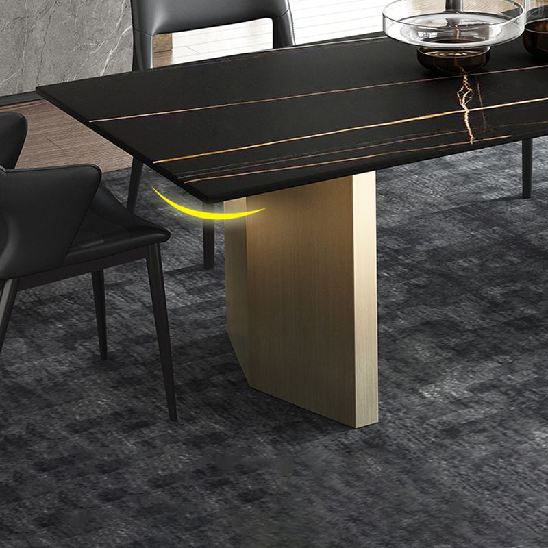 Metal Traditional Luxury Rectangle Table Black Sintered Stone Top Table for Dining Room Clearhalo ' dining_table' 'Dining Tables & Seating' 'Dining Tables' 'furn' 'furn_dining_table' 'Furniture' 'furniture_dining_table' 'Kitchen & Dining Furniture' 'kitchen&dining_furn' 'kitchen' 'kitchen_dining_table' 1200x1200_43e3b3ae-42d8-4eba-9731-72ea696e44a1