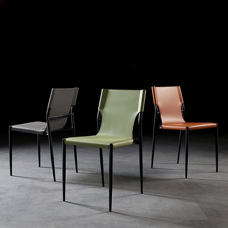 Industrial Style Armless Solid Back Chair Leather Dining Chairs Clearhalo 'Dining Chairs' 'Dining Tables & Seating' 'dining_chair' 'furn' 'furn_dining_chair' 'Furniture' 'furniture_dining_chair' 'Kitchen & Dining Furniture' 1200x1200_43e49dd6-f0c4-4d74-a590-1b9413b282d6