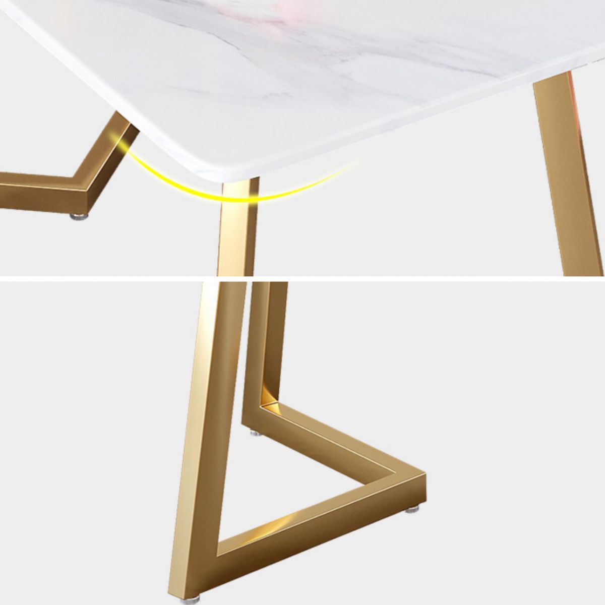 Ijzeren dubbele voetstuktafel Moderne rechthoekige stenen eettafel