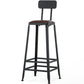 Industrial Metal Stool Faux Leather Cushion Footrest Stool for Bar