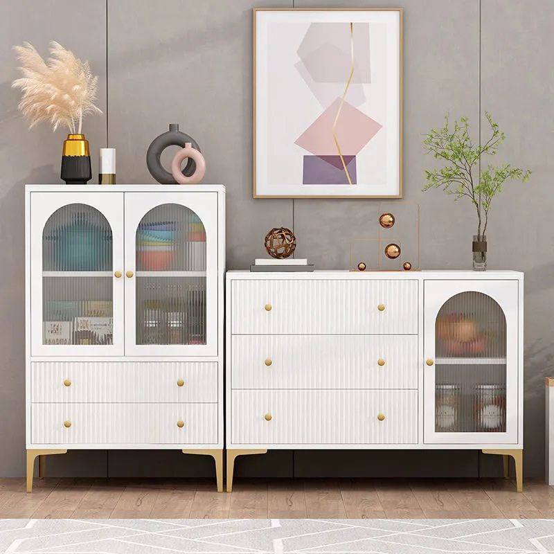 Contemporary Display Stand Wood Hutch Cabinet with Doors for Living Room