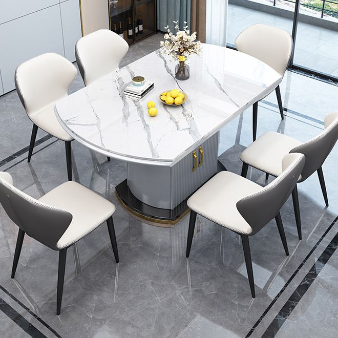 Extendable Round Dining Table Luxury Sintered Stone Top Table with Storage Pedestal Clearhalo ' dining_table' 'Dining Tables & Seating' 'Dining Tables' 'furn' 'furn_dining_table' 'Furniture' 'furniture_dining_table' 'Kitchen & Dining Furniture' 'kitchen&dining_furn' 'kitchen' 'kitchen_dining_table' 1200x1200_43e97b69-59cf-4b46-97bb-b2322bfd33d4