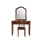 Set di vanità in legno massiccio marrone con set di sgabelli da 17,71 "con 2-cassetti
