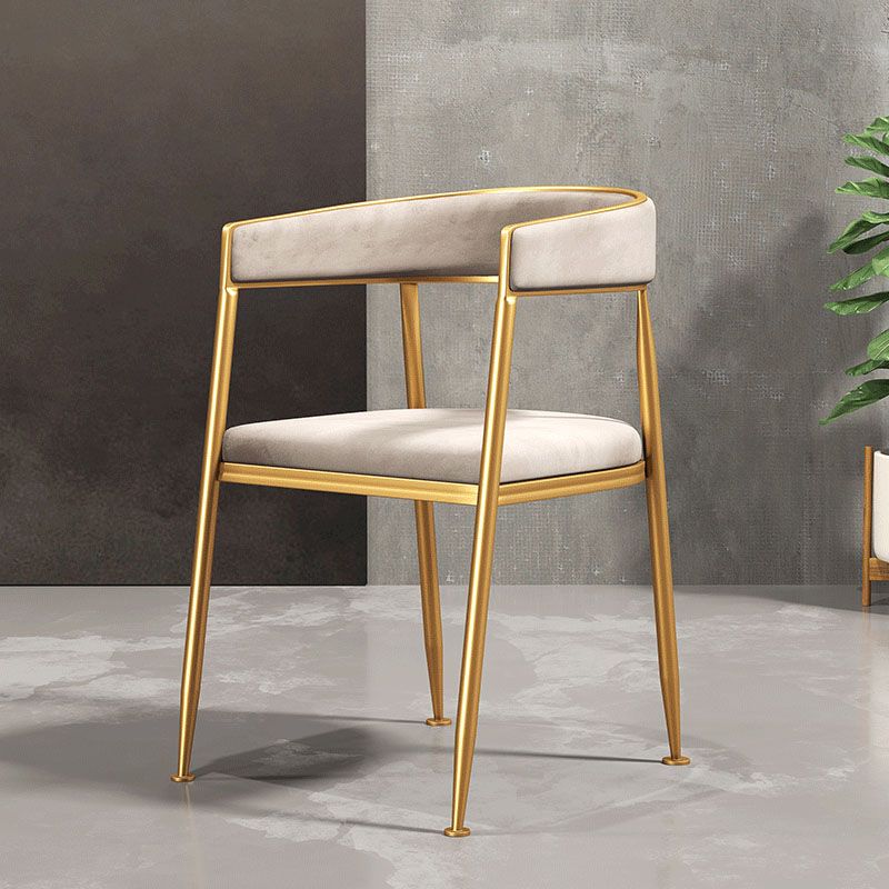 Glam Gold Metal Arm Chair Open Back Dining Side Chair with Upholstered Clearhalo 'Dining Chairs' 'Dining Tables & Seating' 'dining_chair' 'furn' 'furn_dining_chair' 'Furniture' 'furniture_dining_chair' 'Kitchen & Dining Furniture' 1200x1200_43e9f160-752b-4bf9-a2ee-e9179ad77803