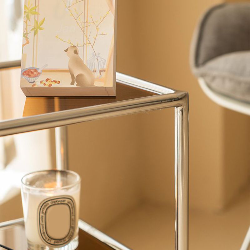 22.44" Tall 4 Legs Side Table with Shelves Modern Metal End Table Stand Clearhalo 'Coffee & Accent Tables' 'End & Side Tables' 'end_side_tables' 'furn' 'furn_end_side_tables' 'Furniture' 'Living Room Furniture' 1200x1200_43e9fa16-f4ff-44b0-b01d-96ebe3f30eee