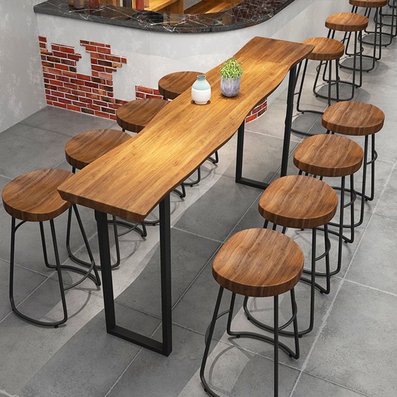 Rectangular Bar Height Table Black Legs and Metal Base Patio Bar Table Clearhalo 'Bar Furniture' 'Bar Tables' 'bar_tables' 'furn' 'furn_bar_tables' 'Furniture' 'Kitchen & Dining Furniture' 1200x1200_43ea7e7f-8ccb-4b97-b99b-ce36302a7e17