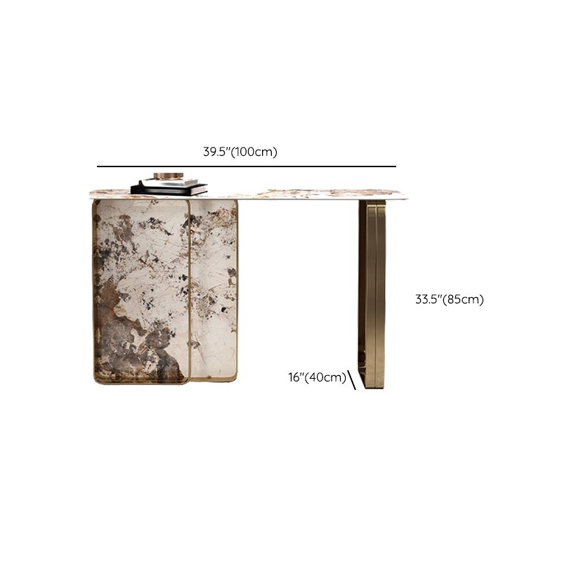 Rectangle Shape Contemporary Console Table Stone Sofa Table in Gold for Hall Clearhalo 'Console Tables' 'console_tables' 'Entry & Mudroom Furniture' 'furn' 'furn_console_tables' 'Furniture' 1200x1200_43eab610-04ad-4784-90f0-4be5ece388b5
