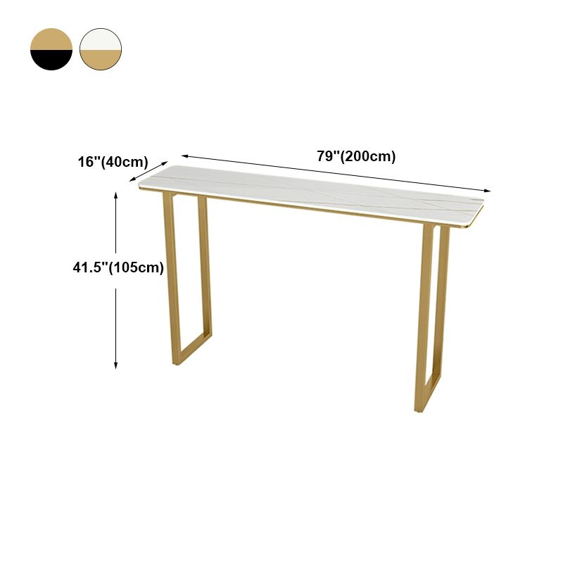 Glam Marble Counter Table with Rectangle Table Top Gold Sled Table - 41.3" H Clearhalo 'Bar Furniture' 'Bar Tables' 'bar_tables' 'furn' 'furn_bar_tables' 'Furniture' 'furniture_bar_tables' 'Kitchen & Dining Furniture' 1200x1200_43eb30bb-3100-4497-8ace-5e2f0bc28ee8