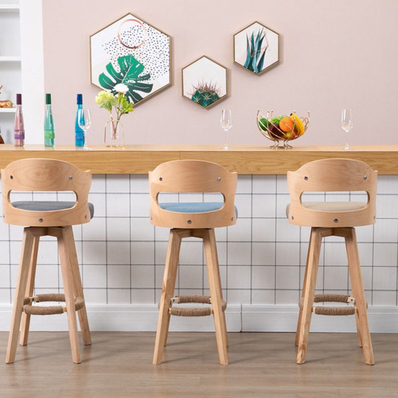 Nordic Wood Low Back Barstool Swivel Indoor Tall Stool with Upholstered Clearhalo 'Bar Furniture' 'Bar Stools' 'bar_stools' 'furn' 'furn_bar_stools' 'furniture_bar_stools' 'Kitchen & Dining Furniture' 'kitchen&dining_furn' 'kitchen' 'kitchen_furn' Furniture' 1200x1200_43eb7125-5c18-478c-b35b-37a6c96c3cf6
