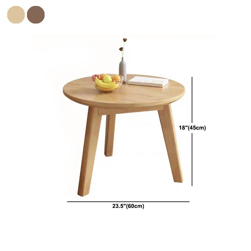 Round Solid Wood Coffee Table Nordic 3 Legs Cocktail Table Set