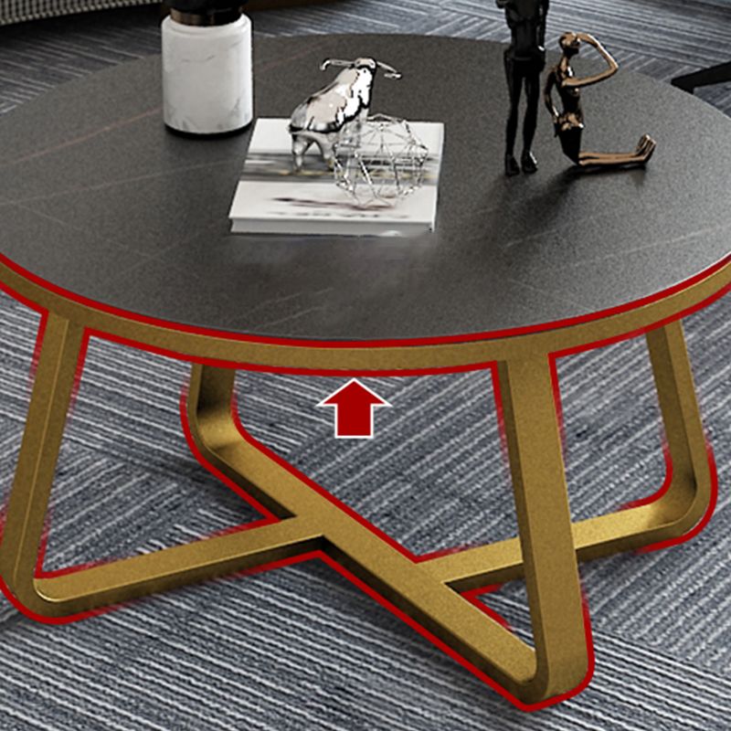 Round Slate Coffee Cocktail Table X-Base Coffee or End Table Clearhalo 'Coffee & Accent Tables' 'Coffee Tables' 'coffee_tables' 'furn' 'furn_coffee_tables' 'Furniture' 'Living Room Furniture' 1200x1200_43eca076-e806-4197-9393-d4c29b5da254