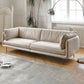 Modern Cream Faux Leather Sofa Pillow Top Arm Sewn Pillow Back Sofa