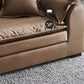 Pillow Top Arm Faux Leather Sette Nordic Down Fill Cushions Sofa with Pillows