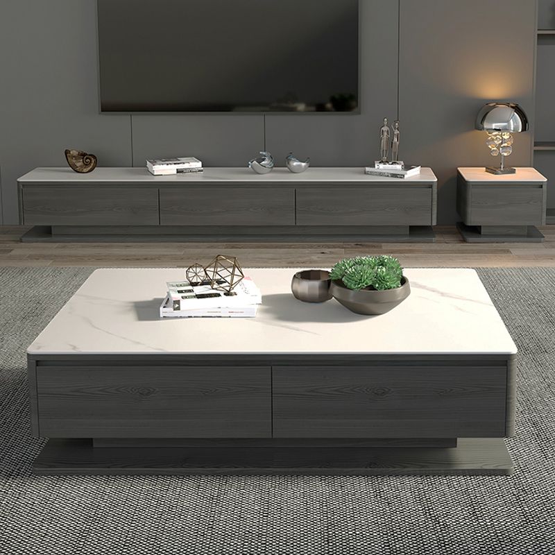 16"H Moderner Couchtisch aus Schiefer, rechteckiger Einzel-Cocktailtisch