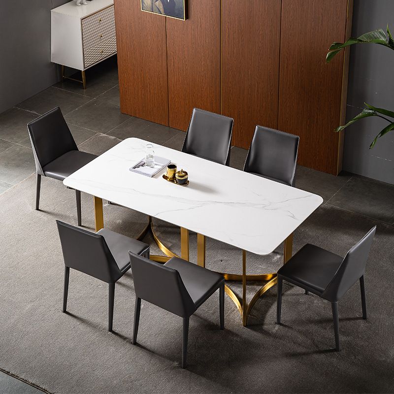 Glam weiß gesinterte Stein Esstisch Set 1