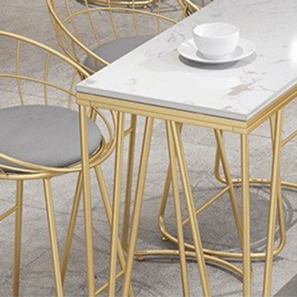 Tavolo da bar rettangolo in stile glam in finta scrivania da bar a base di bistrot marmo