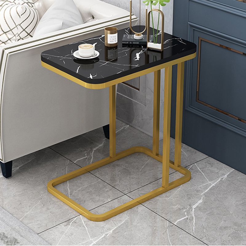 Modern Style Gold/black Metal Base Black/white Slate Top Rectangular Side Table Clearhalo 'Coffee & Accent Tables' 'End & Side Tables' 'end_side_tables' 'furn' 'furn_end_side_tables' 'Furniture' 'Living Room Furniture' 1200x1200_43f550fb-ddbe-4c94-b8f1-e4ae0cf270ab