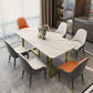 Rectangle Traditional Luxury Dining Table White Sintered Stone Table with Gold Double Pedestal Clearhalo ' dining_table' 'Dining Tables & Seating' 'Dining Tables' 'furn' 'furn_dining_table' 'Furniture' 'furniture_dining_table' 'Kitchen & Dining Furniture' 'kitchen&dining_furn' 'kitchen' 'kitchen_dining_table' 1200x1200_43f566e3-e660-41b8-b6ed-5471611ee1c7
