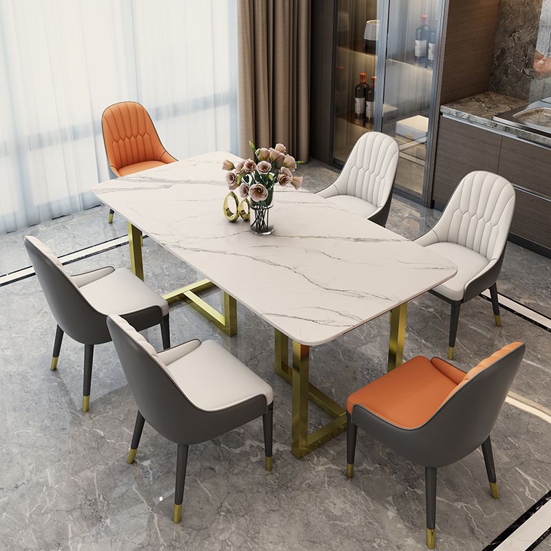 Rectangle Traditional Luxury Dining Table White Sintered Stone Table with Gold Double Pedestal Clearhalo ' dining_table' 'Dining Tables & Seating' 'Dining Tables' 'furn' 'furn_dining_table' 'Furniture' 'furniture_dining_table' 'Kitchen & Dining Furniture' 'kitchen&dining_furn' 'kitchen' 'kitchen_dining_table' 1200x1200_43f566e3-e660-41b8-b6ed-5471611ee1c7