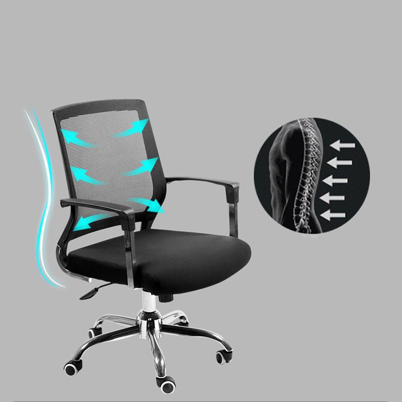 Modern Wheels Arm Chair Microfiber Black Conference Mid-Back Chair Clearhalo 'furn' 'furn_office_chair' 'Furniture' 'Office Chairs' 'Office Furniture' 'office_chair' 1200x1200_43f64fd4-7e2f-467c-a9f4-1a8bdd9f2164