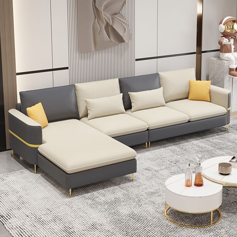 Contemporary 4-Seater Sectional with Square Arms for Living Room Clearhalo 'furn' 'furn_sectionals' 'Furniture' 'Living Room Furniture' 'Sectionals' 1200x1200_43f6eac8-38c5-47aa-8585-e15212d80e8a