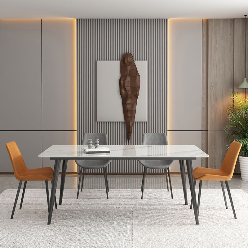 Metal Industrial Rectangle Dining Table Sintered Stone Dining Table with 4 Black Legs Clearhalo ' dining_table' 'Dining Tables & Seating' 'Dining Tables' 'furn' 'furn_dining_table' 'Furniture' 'furniture_dining_table' 'Kitchen & Dining Furniture' 'kitchen&dining_furn' 'kitchen' 'kitchen_dining_table' 1200x1200_43f75a51-5588-4683-85f9-5d82e1b55ba8