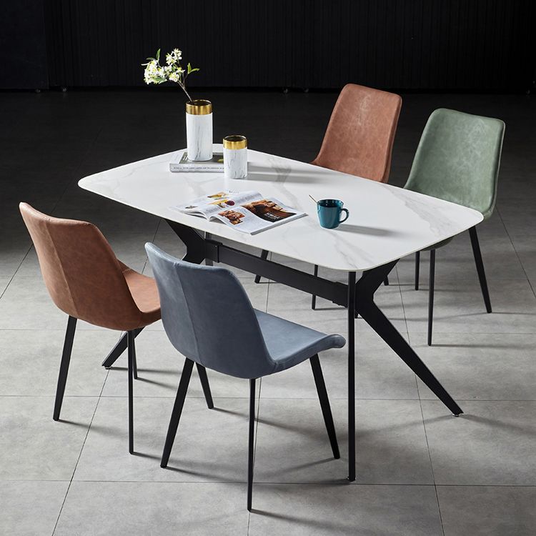 Industrial Design Solid Back Dining Side Chair Leather Arm Dining Side Chair Clearhalo ' kitchen&dining_furn' 'Dining Chairs' 'Dining Tables & Seating' 'dining_chair' 'furn' 'furn_dining_chair' 'Furniture' 'furniture_dining_chair' 'Kitchen & Dining Furniture' 'kitchen' 1200x1200_43f8ab05-8e9a-431b-a274-ee04a8db0256