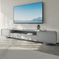 Grijze houten mediaconsole Moderne tv-console met open opbergruimte