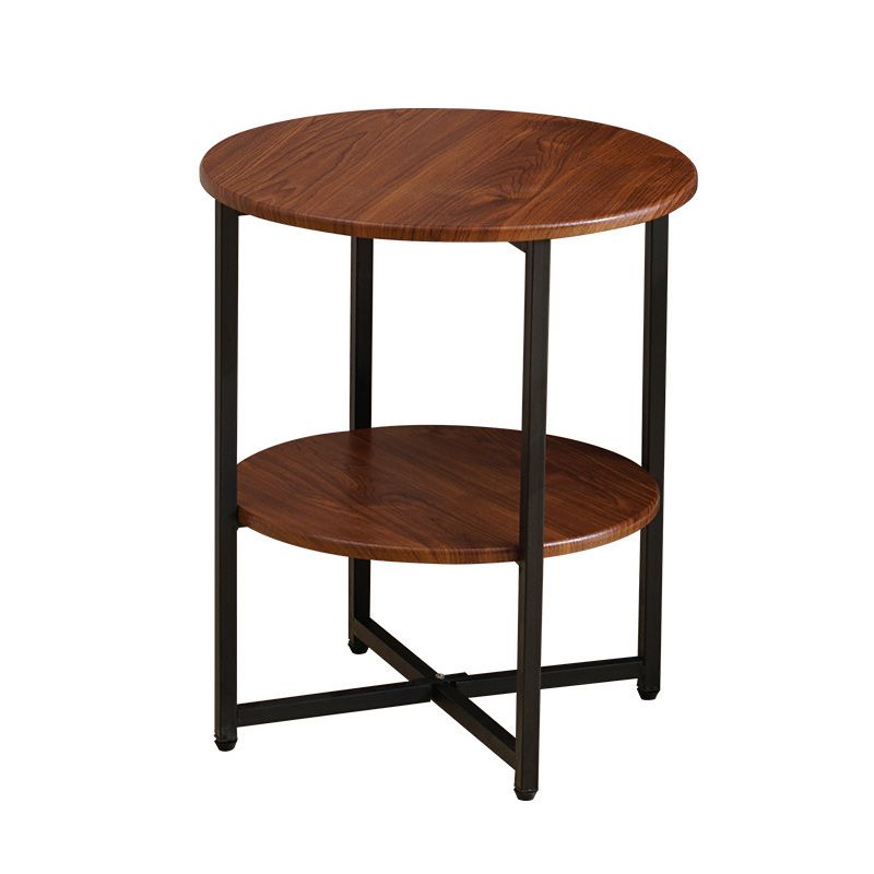 Contemporary Cross Legs End Table Round Double Tier End Table