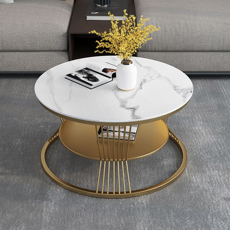 Modern Slate Frame Coffee Table Open Shelf Round Cocktail Table in Black/White Clearhalo 'Coffee & Accent Tables' 'Coffee Tables' 'coffee_tables' 'furn' 'furn_coffee_tables' 'Furniture' 'Living Room Furniture' 1200x1200_43faccca-473d-44fe-90c6-a40ca8ce0e16