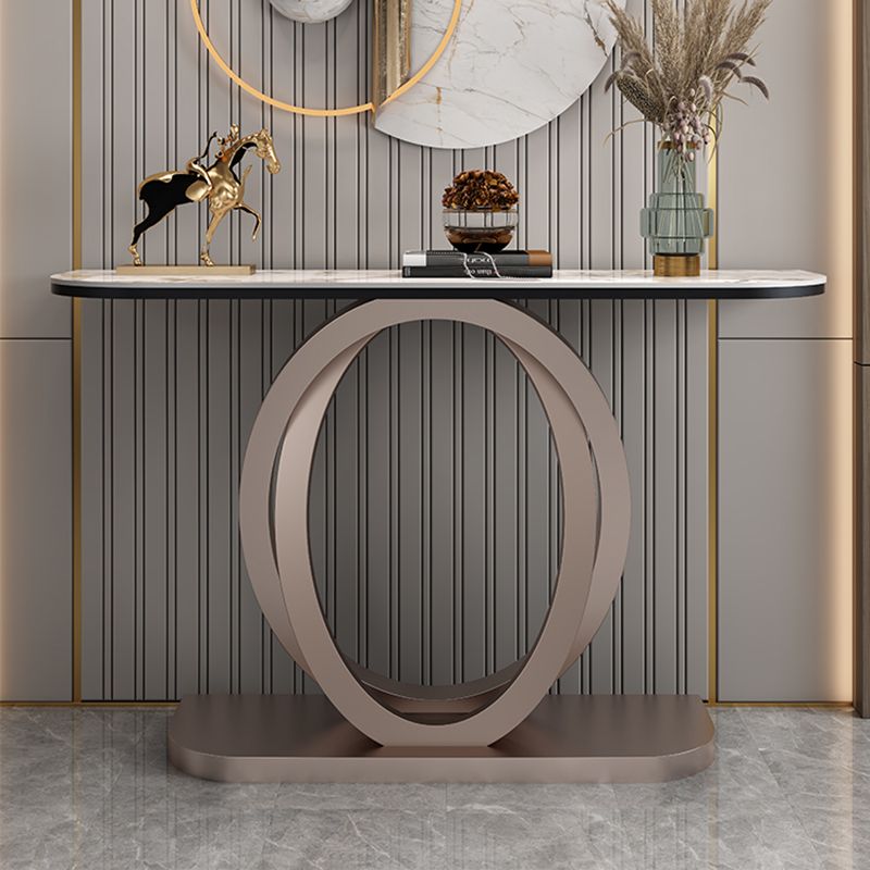 Contemporary Console Table Stone Half Moon Accent Table , 13.78" W