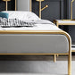 Upholstered Standard Bed Iron Bed Frame with Headboard and Metal Legs