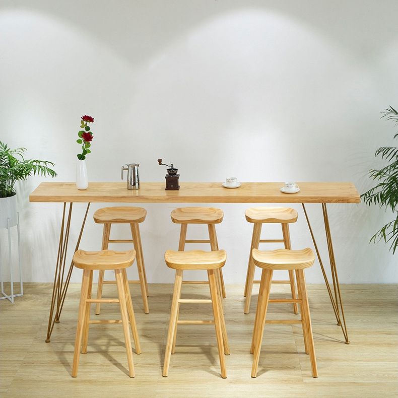 Glam Holz-Bartisch-Set, 1/2/7-teilig, rechteckiger Bartisch mit hohen Hockern für Zuhause