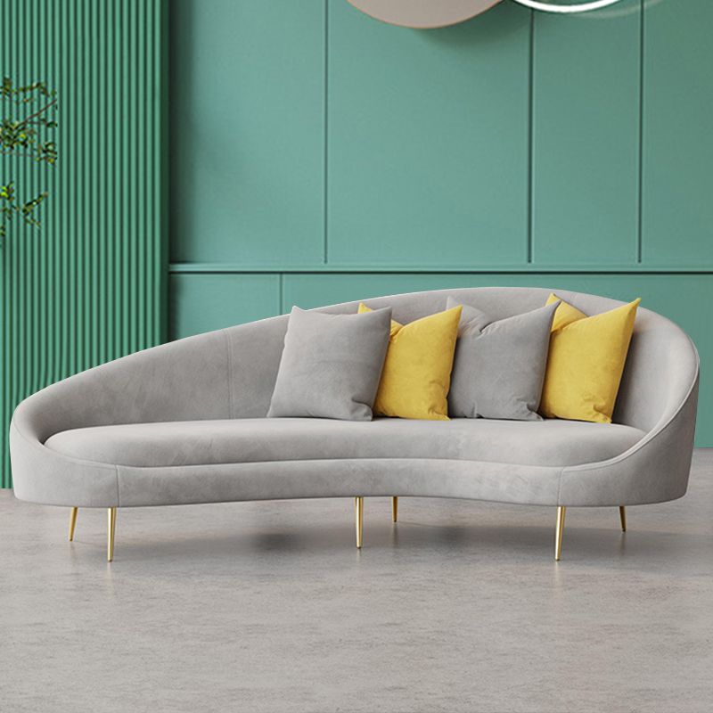 Velvet Sloped Arm Sofa Contemporary Curved Sofa for Living Room, Apartment