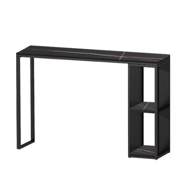 Table de bar à cocktail contemporaine en pierre avec table de comptoir rectangulaire de rangement