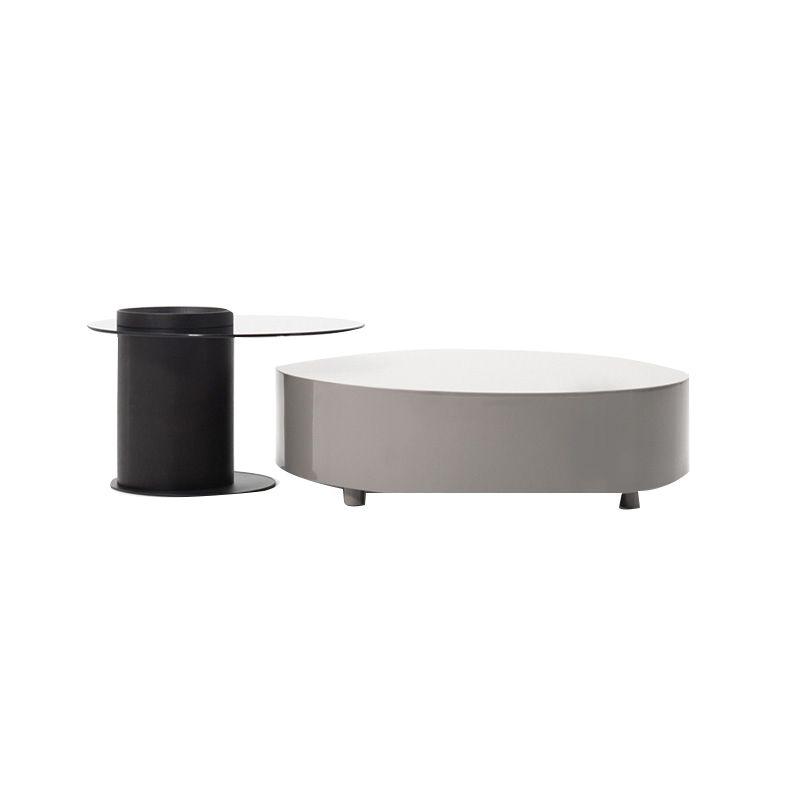 Modern Coffee Table Round Nesting Coffee Table with Storage Drawers Clearhalo 'Coffee & Accent Tables' 'Coffee Tables' 'coffee_tables' 'furn' 'furn_coffee_tables' 'Furniture' 'Living Room Furniture' 1200x1200_43fecf52-60e1-41cd-a0b3-fbbf30328c36