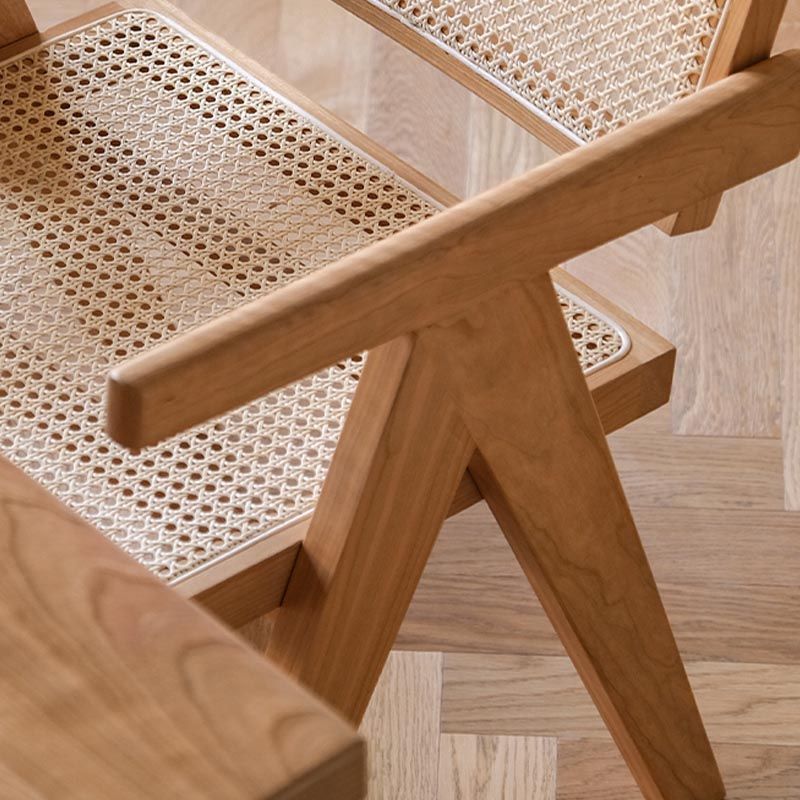 Oak Solid Wood Dining Chair Traditional Rattan Dining Arm Chair Clearhalo 'Dining Chairs' 'Dining Tables & Seating' 'dining_chair' 'furn' 'furn_dining_chair' 'Furniture' 'Kitchen & Dining Furniture' 1200x1200_44020bd1-75db-4786-b305-1571bb0fde63