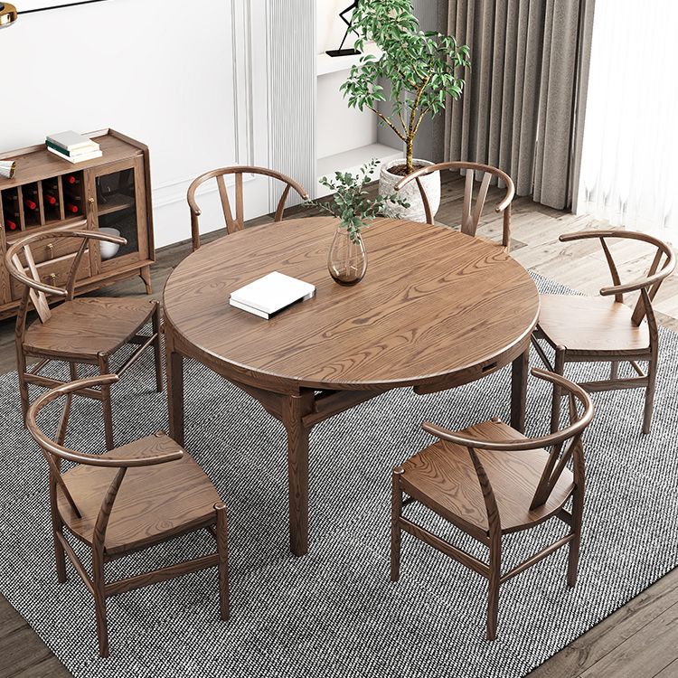 Extendable Ash Wood Dining Table for Restaurant Modern Brown Round Table with 4 Legs Clearhalo ' dining_table' 'Dining Tables & Seating' 'Dining Tables' 'furn' 'furn_dining_table' 'Furniture' 'furniture_dining_table' 'Kitchen & Dining Furniture' 'kitchen&dining_furn' 'kitchen' 'kitchen_dining_table' 1200x1200_44024d68-472d-4f98-b136-ade88b2b78c1