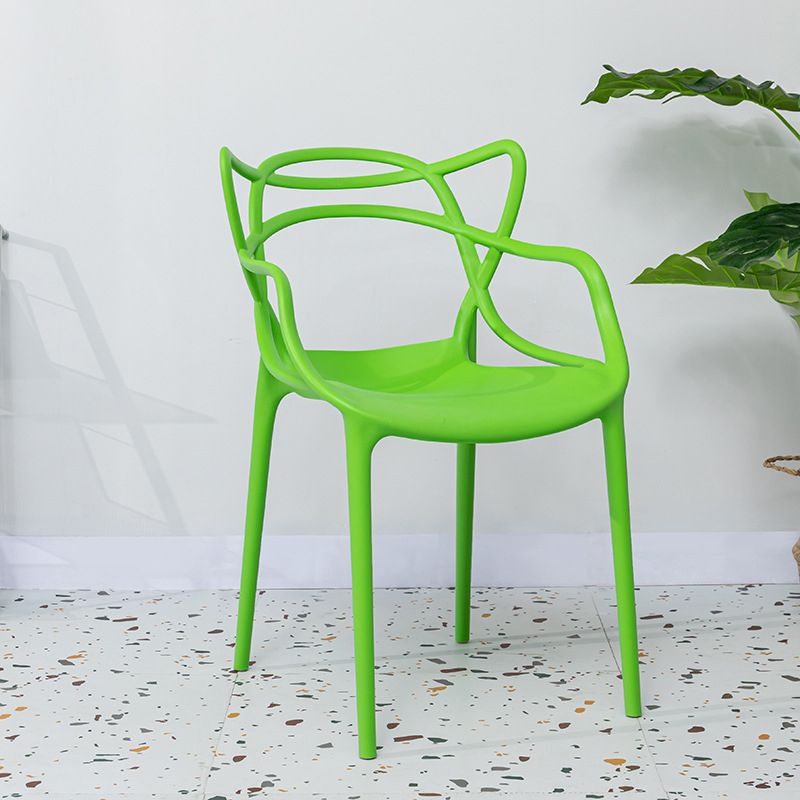 Open Back Dining Arm Chair Modern Indoor-Outdoor Plastic Chair