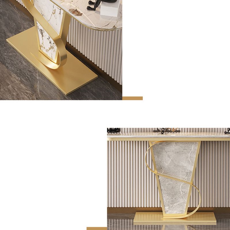 Glam Stone Console Sofa Table Half Moon Metal End Table for Hall Clearhalo 'Console Tables' 'console_tables' 'Entry & Mudroom Furniture' 'furn' 'furn_console_tables' 'Furniture' 1200x1200_44049d0a-e9f0-497d-adc7-dc7520b7167f