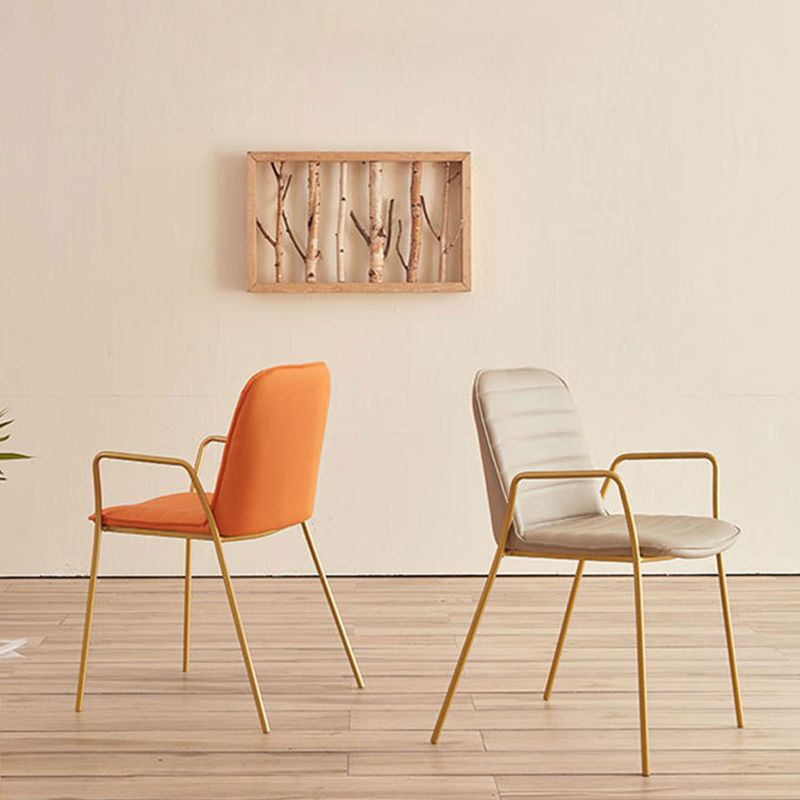 Glam Style Faux Leather Chair Arm Side Chairs with Metal Legs for Home Use Clearhalo 'Dining Chairs' 'Dining Tables & Seating' 'dining_chair' 'furn' 'furn_dining_chair' 'Furniture' 'Kitchen & Dining Furniture' 1200x1200_440533f1-3a94-4e39-9325-b06cd7984c83