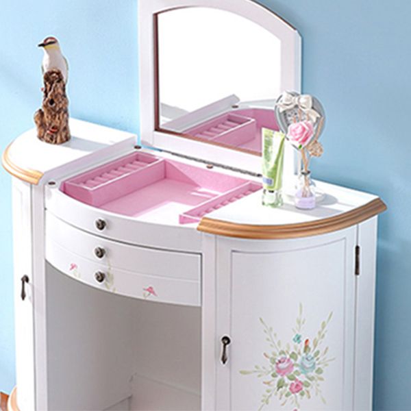 Victorian 1-Schubladen Eitelkeitssatz mit Stuhl und Spiegelverkederstisch