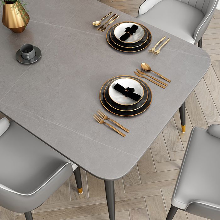 Modern Rectangle Dining Table Set 1/2/5/7 Pieces Grey Sintered Stone Top Dinette Set Clearhalo 'Dining Room Sets' 'Dining Tables & Seating' 'dining_room_set' 'furn' 'furn_dining_room_set' 'Furniture' 'furniture_dining_room_set' 'Kitchen & Dining Furniture' 1200x1200_44089cd1-eebc-4572-9e64-0c469313bd26