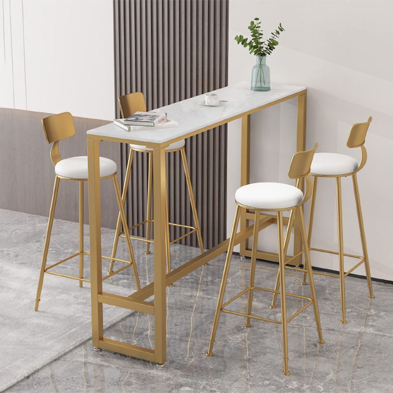 Modern Style 3/5 Pieces Faux Marble Rectangular Bar Table Set for Living Room