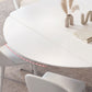 Contemporary White Round Stone Dining Table with 4 Steel Foot Clearhalo 'Dining Tables & Seating' 'Dining Tables' 'dining_table' 'furn' 'furn_dining_table' 'Furniture' 'Kitchen & Dining Furniture' 1200x1200_440d049e-e027-4c22-92fe-fdef424da5c3