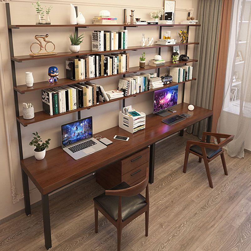 Modern massief houten bureau rechthoekig woning schrijven bureau in bruin