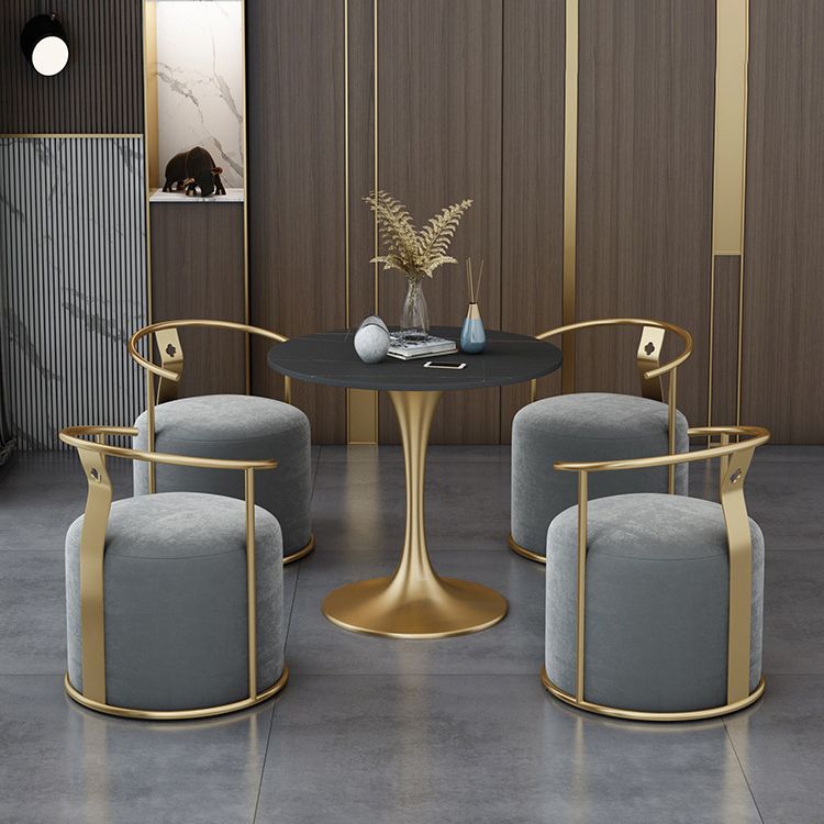 Glam Black Sintered Stone Dining Table Set Round 1/2/3/4/5 Pieces Dining Set Clearhalo 'Dining Room Sets' 'Dining Tables & Seating' 'dining_room_set' 'furn' 'furn_dining_room_set' 'Furniture' 'Kitchen & Dining Furniture' 1200x1200_440d9ddf-6fe2-40b8-80ef-bc92d8cadd1b