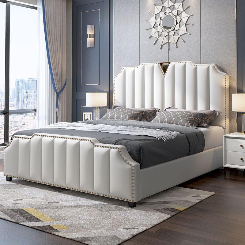 Glam Solid Wood Mattress Included with Headboard Scooped Panel Bed Frame