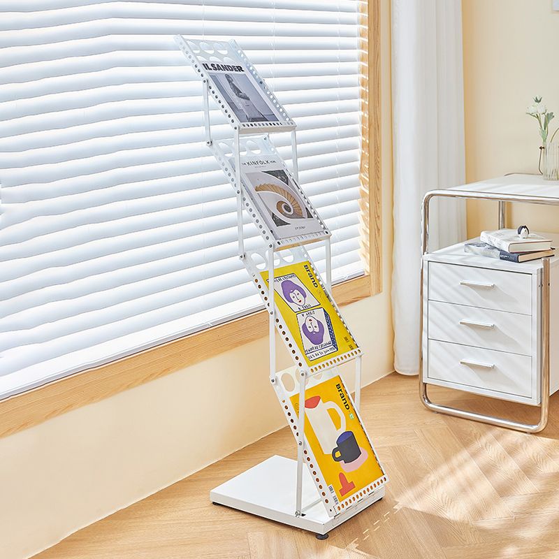 Metal Closed Back Shelf Bookcase Contemporary Folding Book Shelf