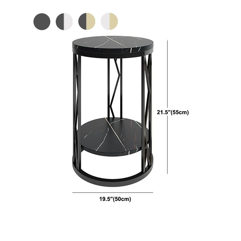 12,65-Zoll großer 2-Shelf-Nachttisch zeitgenössischer Stein-Top-Nachttisch